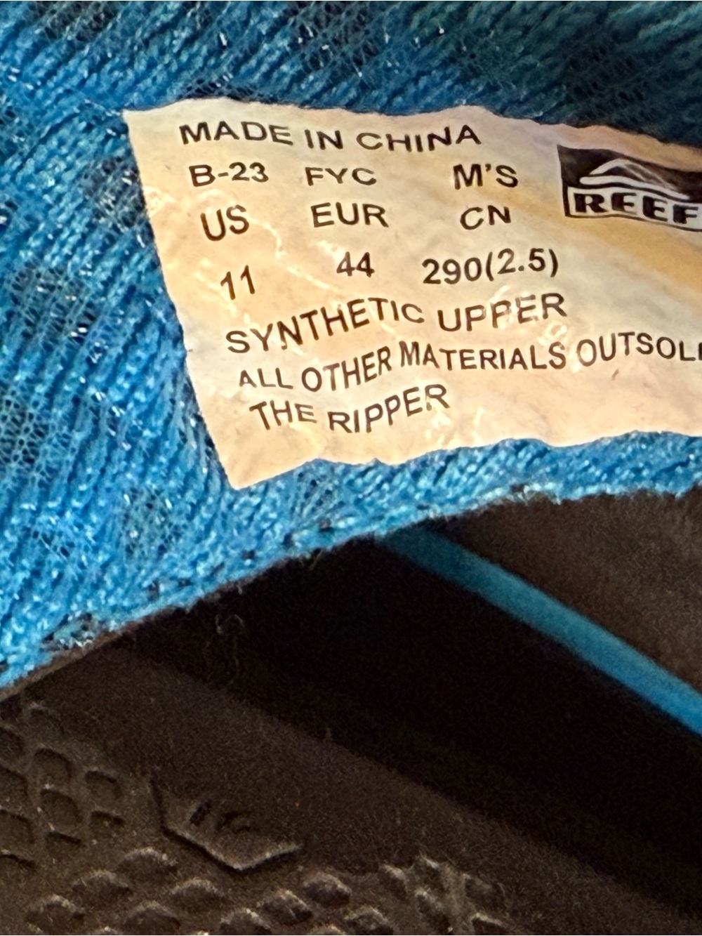 Reef Men's Black and Blue Cushioned Flip-Flops - Picture 2 of 3